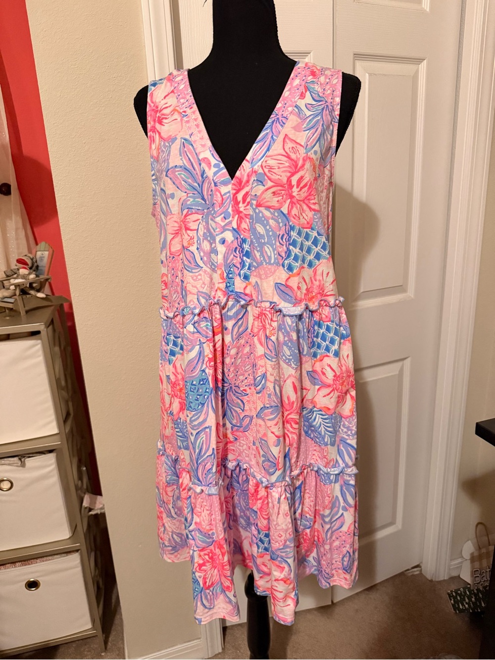 EUC Lilly Pulitzer sundress pink blue floral size M